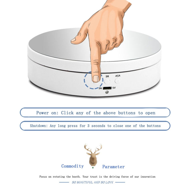 Specchio da 13,8 cm stile USB ricarica intelligente giradischi girevole a 360 gradi espositore puntelli per riprese video giradischi per fotografia, carico 3 kg, 13.8cm Mirror/Powered by USB(W)
