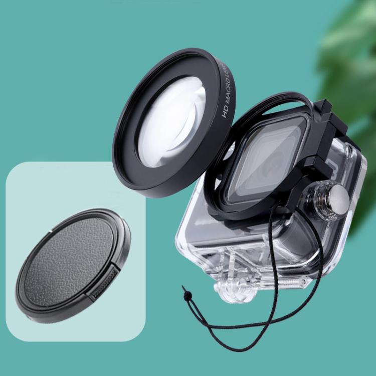 RUIGPRO per GoPro HERO8 Professional 58mm 16X Obiettivo Macro Filtro per alloggiamento per immersione + Custodia per immersione Custodia impermeabile con anello adattatore per filtro e copriobiettivo