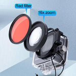 RUIGPRO per GoPro HERO8 58mm 16X Obiettivo Macro + Filtro Obiettivo Rosso/Viola + Custodia Subacquea Custodia Impermeabile Kit con Anello Adattatore Filtro e Copriobiettivo