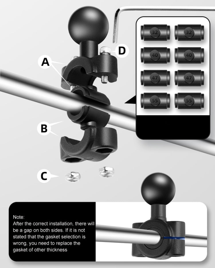 Supporto fisso per specchietto retrovisore moto con testa a sfera da 25 mm con 4 guarnizioni per GoPro Hero11 Nero / HERO10 Nero /9 Nero /8 Nero /7 /6 /5 /5 Sessione /4 Sessione /4 /3+ /3 /2 /1,DJI Osmo Action e altre action camera                     ...