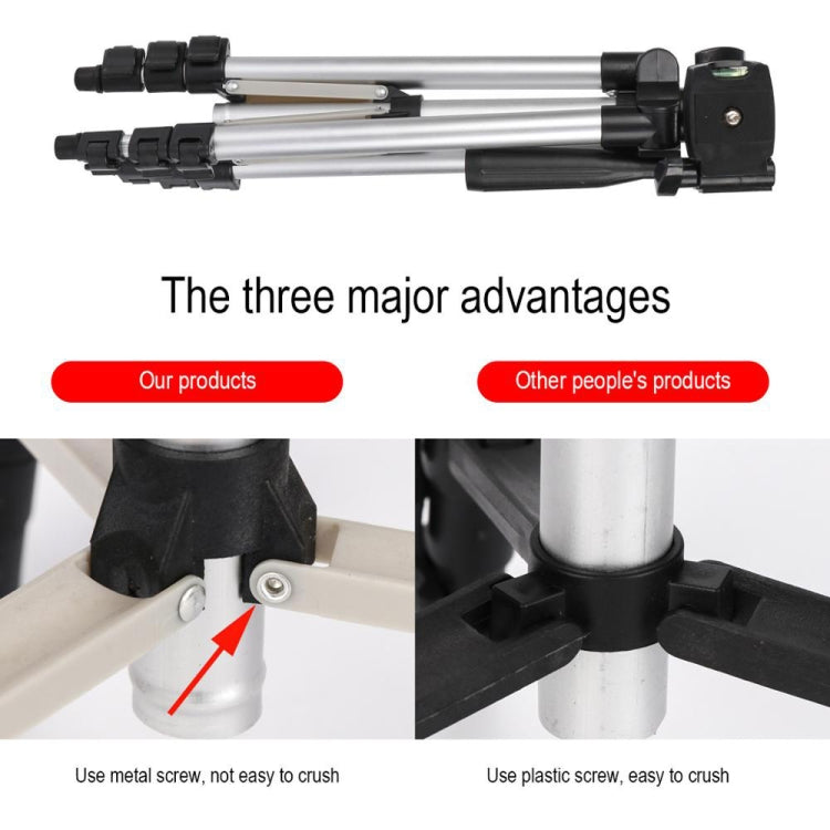 3120 Treppiede per trasmissione dal vivo Gambe pieghevoli a 4 sezioni Supporto per treppiede in lega di alluminio con testa tridimensionale a forma di U per DSLR e fotocamera digitale, altezza regolabile: 34-103 cm, 3120 Silver, 3120 Black