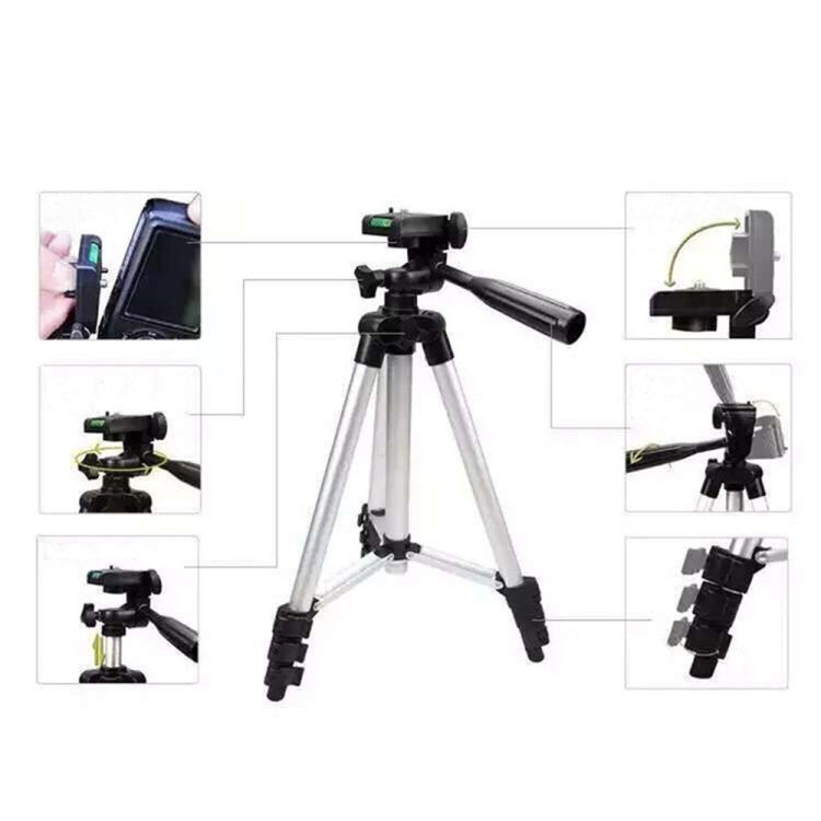 3120 Treppiede per trasmissione dal vivo Gambe pieghevoli a 4 sezioni Supporto per treppiede in lega di alluminio con testa tridimensionale a forma di U per DSLR e fotocamera digitale, altezza regolabile: 34-103 cm, 3120 Silver, 3120 Black