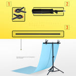 Kit di staffe trasversali per fondale, supporto per fondale per studio fotografico a forma di T da 150x200 cm con clip, senza fondale, 150x200cm