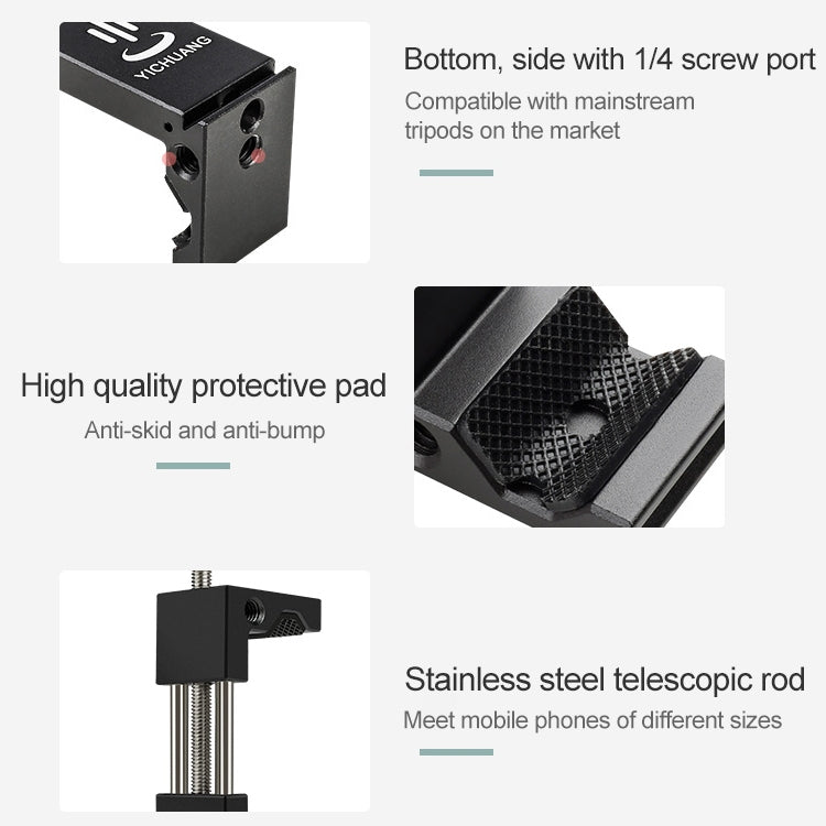 Adattatore morsetto in lega per treppiede smartphone 65-95 cm