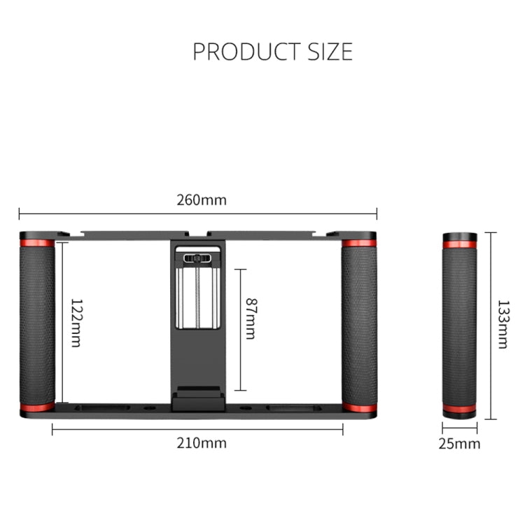 YELANGU PC05 YLG0909B Vlogging Live Broadcast Smartphone Metal Cage Video Rig Filmmaking Stabilizing Handle Bracket for iPhone, Galaxy, Huawei, Xiaomi, HTC, LG, Google and other smartphones, YLG0909B