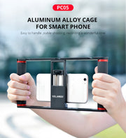 YELANGU PC05 YLG0909B Vlogging Live Broadcast Smartphone Metal Cage Video Rig Filmmaking Stabilizing Handle Bracket for iPhone, Galaxy, Huawei, Xiaomi, HTC, LG, Google and other smartphones, YLG0909B