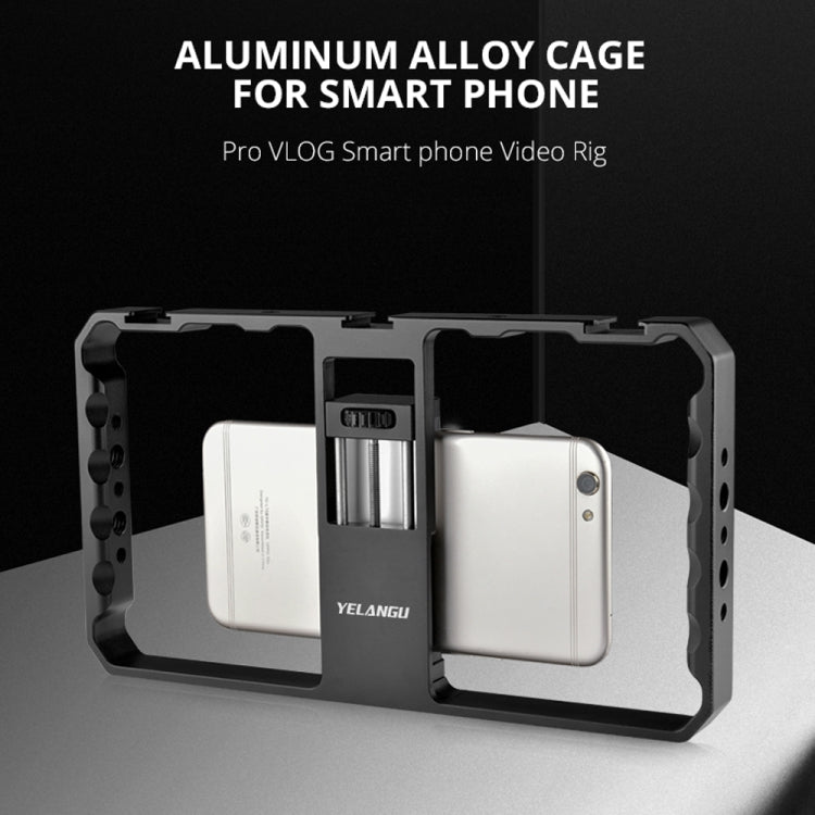 YELANGU PC06 YLG0909A Vlogging Trasmissione in diretta Smartphone Gabbia metallica Video Rig Produzione cinematografica Maniglia stabilizzatrice Staffa per iPhone, Galaxy, Huawei, Xiaomi, HTC, LG, Google e altri smartphone, YLG0909A