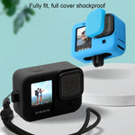 Per GoPro HERO10 Black / HERO9 Black Custodia protettiva in silicone con cinturino da polso e copriobiettivo, For GoPro HERO10 Black