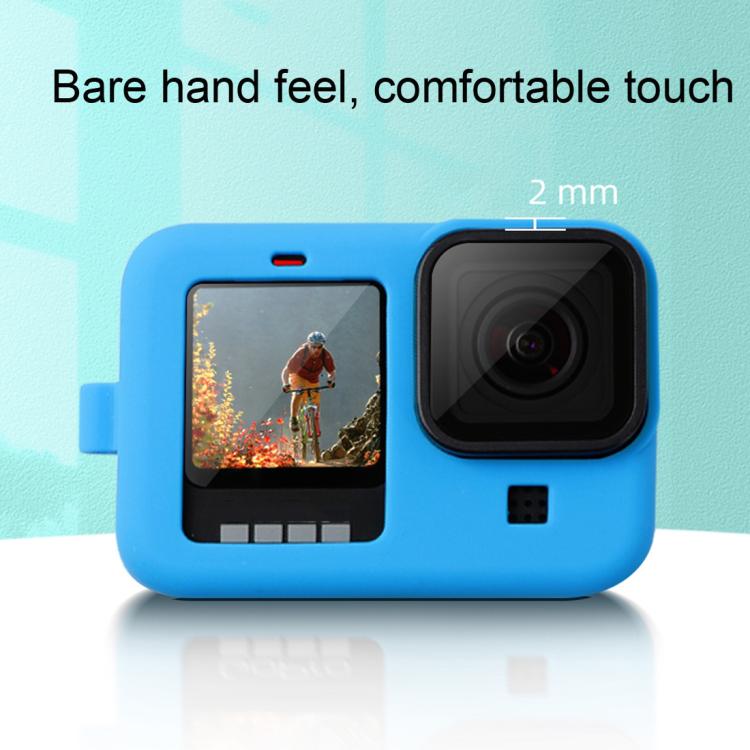 Per GoPro HERO10 Black / HERO9 Black Custodia protettiva in silicone con cinturino da polso e copriobiettivo, For GoPro HERO10 Black