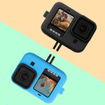 Per GoPro HERO10 Black / HERO9 Black Custodia protettiva in silicone con cinturino da polso e copriobiettivo, For GoPro HERO10 Black
