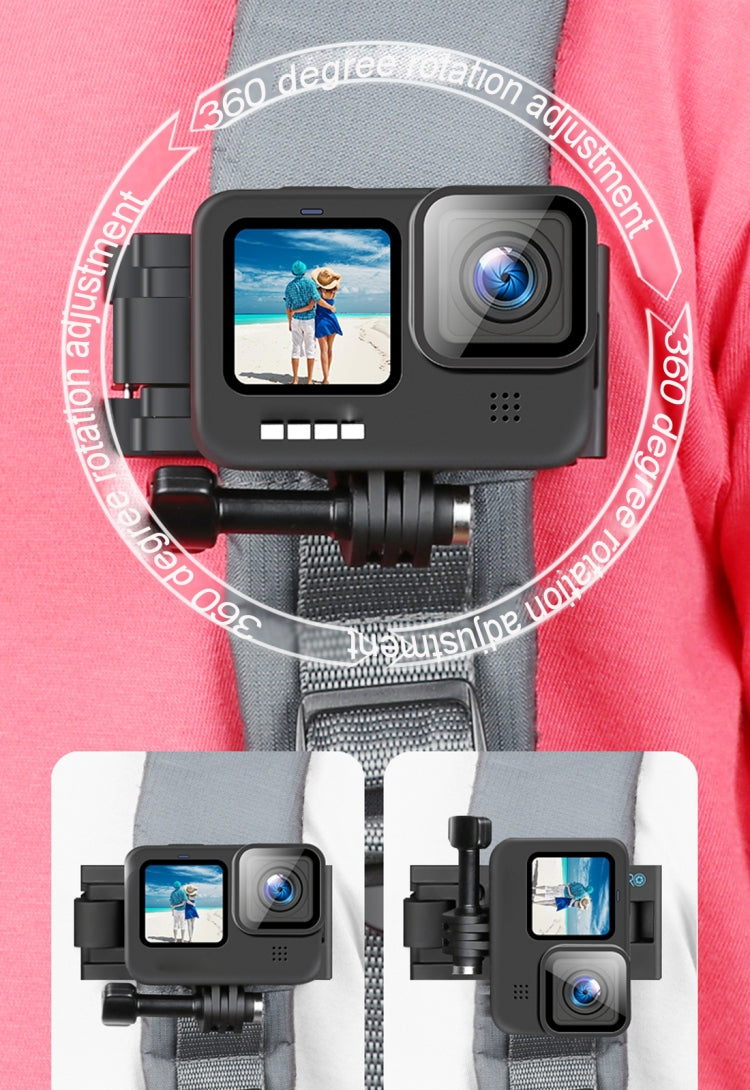 RUIGPRO Supporto per tracolla a sgancio rapido con rotazione a 360 gradi Supporto per zaino a spalla per GoPro Hero11 Nero / HERO10 Nero /9 Nero /8 Nero /7 /6 /5 /5 Sessione /4 Sessione /4 /3+ /3 /2 /1, DJI OsmoAzione e altre action cam