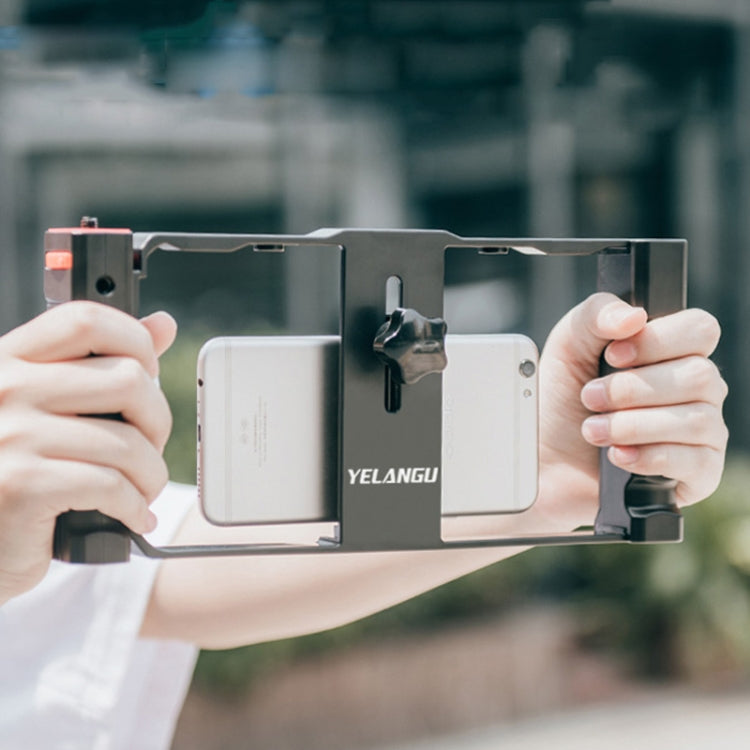 YELANGU PC02A Vlogging Trasmissione dal vivo Gabbia in plastica Video Rig Staffa stabilizzatrice per produzione cinematografica per iPhone, Galaxy, Huawei, Xiaomi, HTC, LG, Google e altri smartphone, PC02A