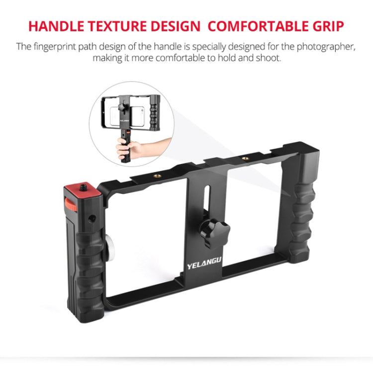 YELANGU PC02A Vlogging Trasmissione dal vivo Gabbia in plastica Video Rig Staffa stabilizzatrice per produzione cinematografica per iPhone, Galaxy, Huawei, Xiaomi, HTC, LG, Google e altri smartphone, PC02A