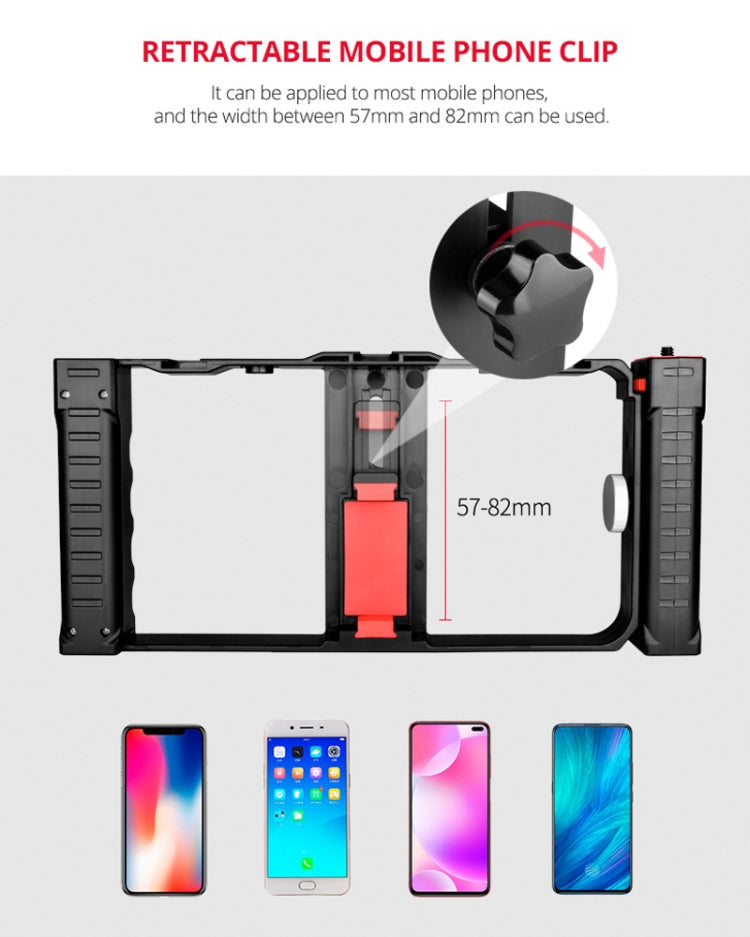 YELANGU PC02A Vlogging Trasmissione dal vivo Gabbia in plastica Video Rig Staffa stabilizzatrice per produzione cinematografica per iPhone, Galaxy, Huawei, Xiaomi, HTC, LG, Google e altri smartphone, PC02A