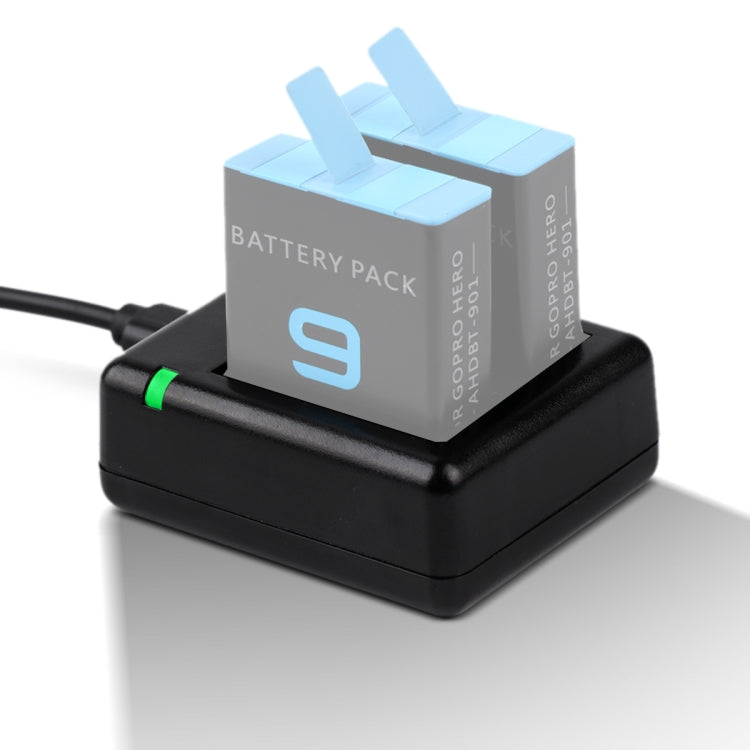 Caricabatterie USB per doppia batteria con cavo e indicatore luminoso per GoPro HERO9 Black / HERO10 Black, For GoPro HERO9 Black