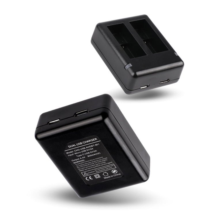 Caricabatterie USB per doppia batteria con cavo e indicatore luminoso per GoPro HERO9 Black / HERO10 Black, For GoPro HERO9 Black