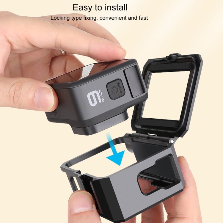 Per GoPro HERO10 Black / HERO9 Black Custodia protettiva per montaggio su telaio con bordo in plastica ABS con fibbia di montaggio di base e vite, ABS Plastic Border Frame