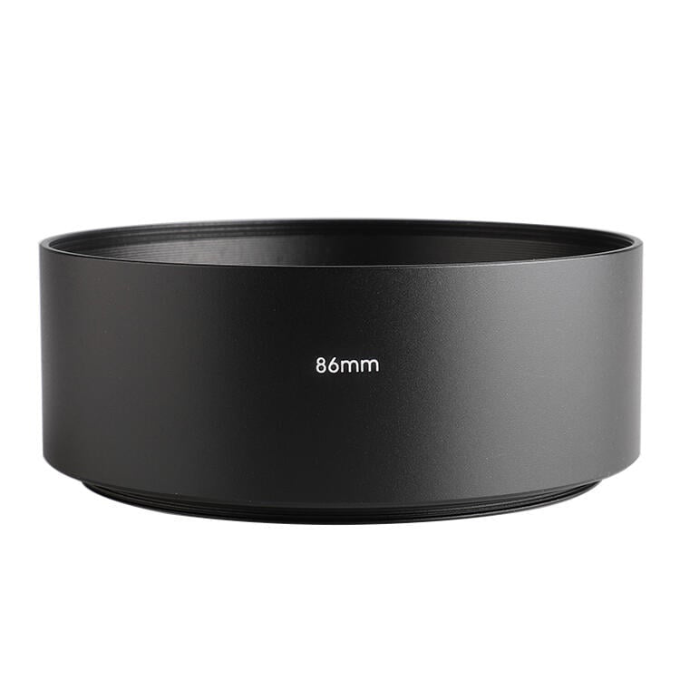 Paraluce completamente in metallo con tubo dritto con filettatura da 86 mm per teleobiettivo medio, 86mm x 86mm x 40mm
