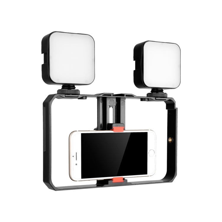 YELANGU PC201 YLG1801A Vlogging Trasmissione in diretta LED Selfie Light Smartphone Video Rig Maniglia Stabilizzatore Kit staffa in plastica, PC201