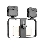 YELANGU PC201 YLG1801A Vlogging Trasmissione in diretta LED Selfie Light Smartphone Video Rig Maniglia Stabilizzatore Kit staffa in plastica, PC201