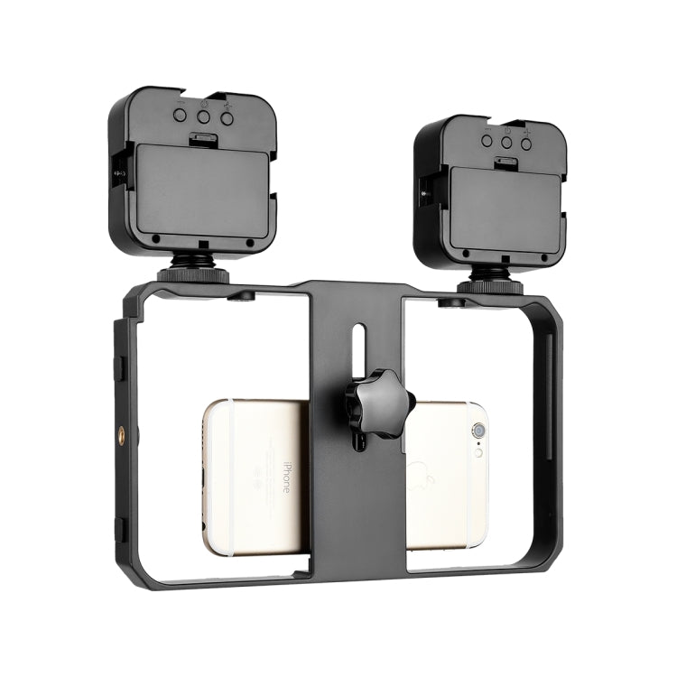 YELANGU PC201 YLG1801A Vlogging Trasmissione in diretta LED Selfie Light Smartphone Video Rig Maniglia Stabilizzatore Kit staffa in plastica, PC201