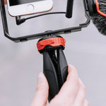 YELANGU PC203 YLG1801C Vlogging Trasmissione in diretta LED Selfie Light Smartphone Video Rig Maniglia Stabilizzatore Staffa in plastica Kit treppiede, PC203