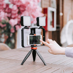 YELANGU PC203 YLG1801C Vlogging Trasmissione in diretta LED Selfie Light Smartphone Video Rig Maniglia Stabilizzatore Staffa in plastica Kit treppiede, PC203