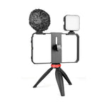 YELANGU PC204 YLG1801D Vlogging Trasmissione in diretta LED Selfie Light Smartphone Video Rig Maniglia Stabilizzatore Kit staffa con microfono e treppiede, PC204
