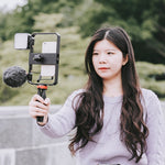 YELANGU PC204 YLG1801D Vlogging Trasmissione in diretta LED Selfie Light Smartphone Video Rig Maniglia Stabilizzatore Kit staffa con microfono e treppiede, PC204