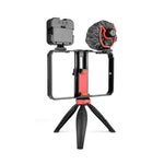 YELANGU PC204 YLG1801D Vlogging Trasmissione in diretta LED Selfie Light Smartphone Video Rig Maniglia Stabilizzatore Kit staffa con microfono e treppiede, PC204