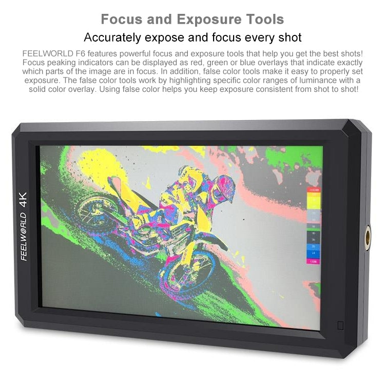 FEELWORLD F6 1920x1080 Schermo IPS da 5,5 pollici Monitor da campo per fotocamera HDMI 4K, F6