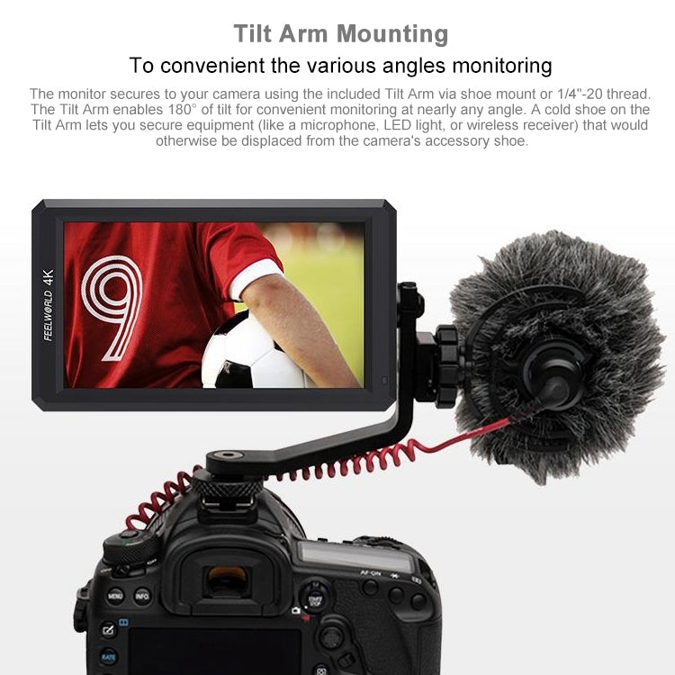 FEELWORLD F6 1920x1080 Schermo IPS da 5,5 pollici Monitor da campo per fotocamera HDMI 4K, F6