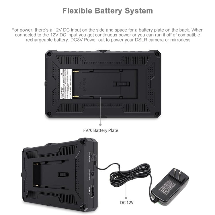 FEELWORLD F6 1920x1080 Schermo IPS da 5,5 pollici Monitor da campo per fotocamera HDMI 4K, F6