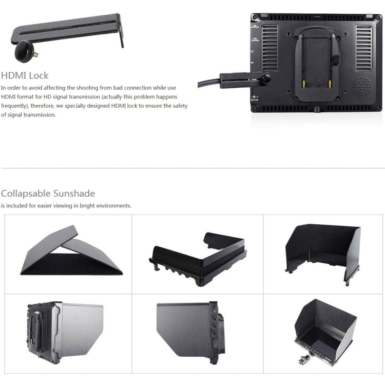 FEELWORLD FW759 1280x800 Schermo IPS da 7 pollici Monitor da campo con fotocamera HD ultrasottile, FW759