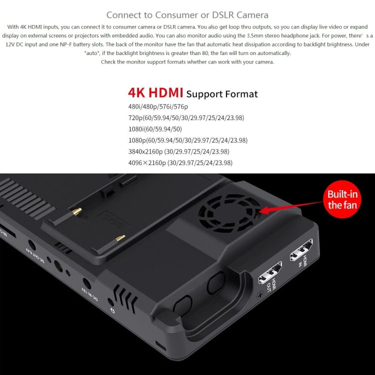 FEELWORLD LUT6 1920x1080 2600 nit Schermo IPS da 6 pollici Monitor da campo con fotocamera HDMI 4K Touch Control, LUT6