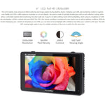 FEELWORLD LUT6 1920x1080 2600 nit Schermo IPS da 6 pollici Monitor da campo con fotocamera HDMI 4K Touch Control, LUT6