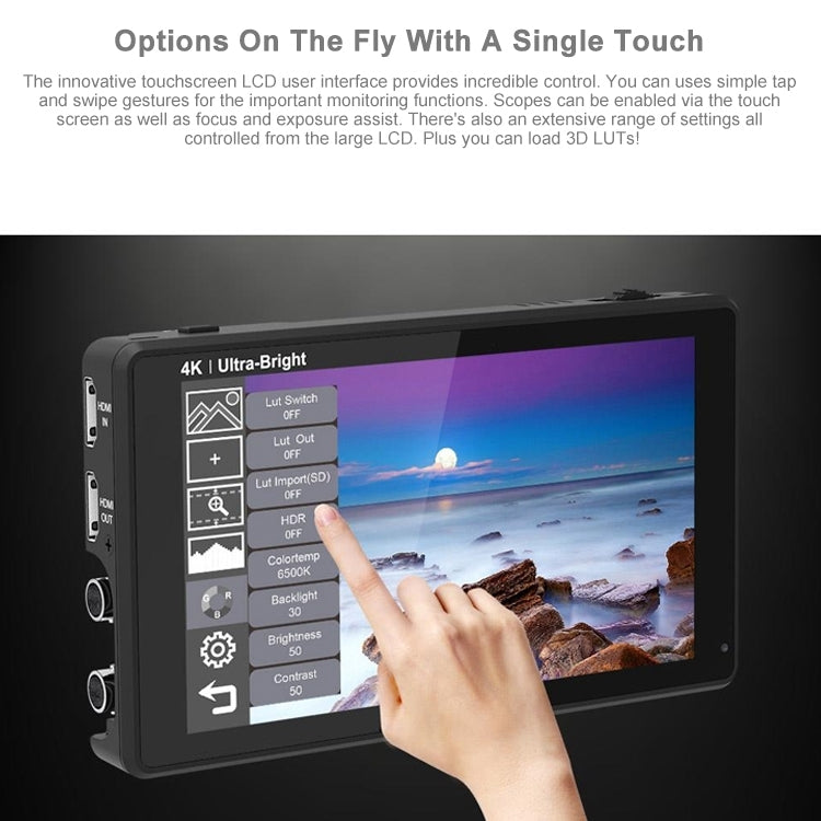 FEELWORLD LUT6S 1920x1080 2600 nit Schermo IPS da 6 pollici HDMI Touch Screen 4K SDI Monitor da campo per fotocamera HDI, LUT6S