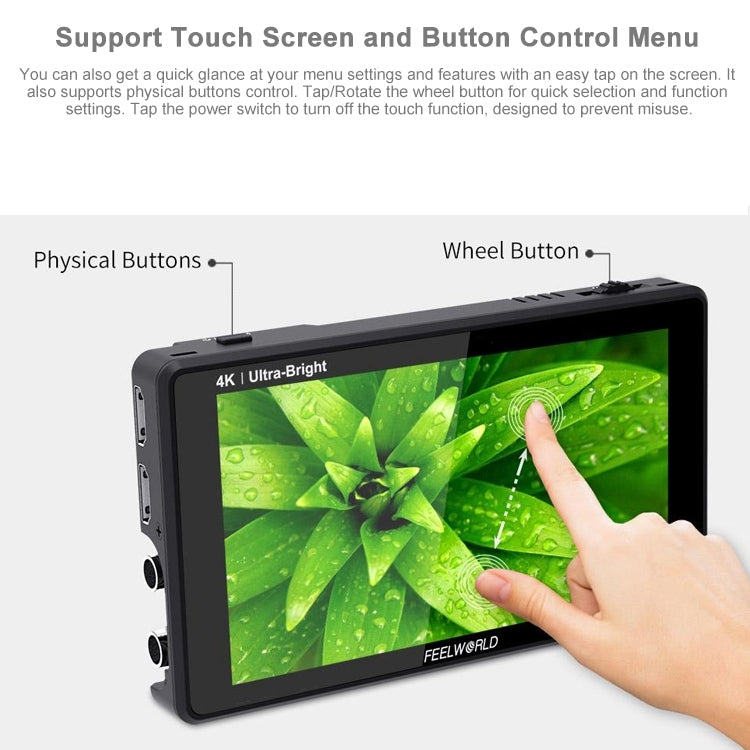 FEELWORLD LUT6S 1920x1080 2600 nit Schermo IPS da 6 pollici HDMI Touch Screen 4K SDI Monitor da campo per fotocamera HDI, LUT6S