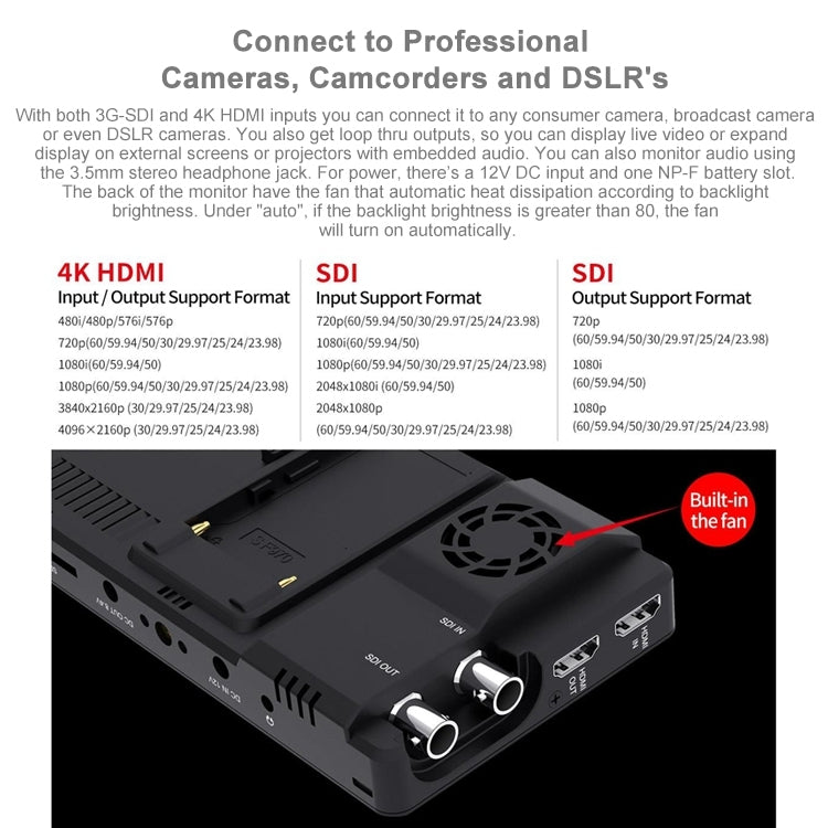 FEELWORLD LUT6S 1920x1080 2600 nit Schermo IPS da 6 pollici HDMI Touch Screen 4K SDI Monitor da campo per fotocamera HDI, LUT6S