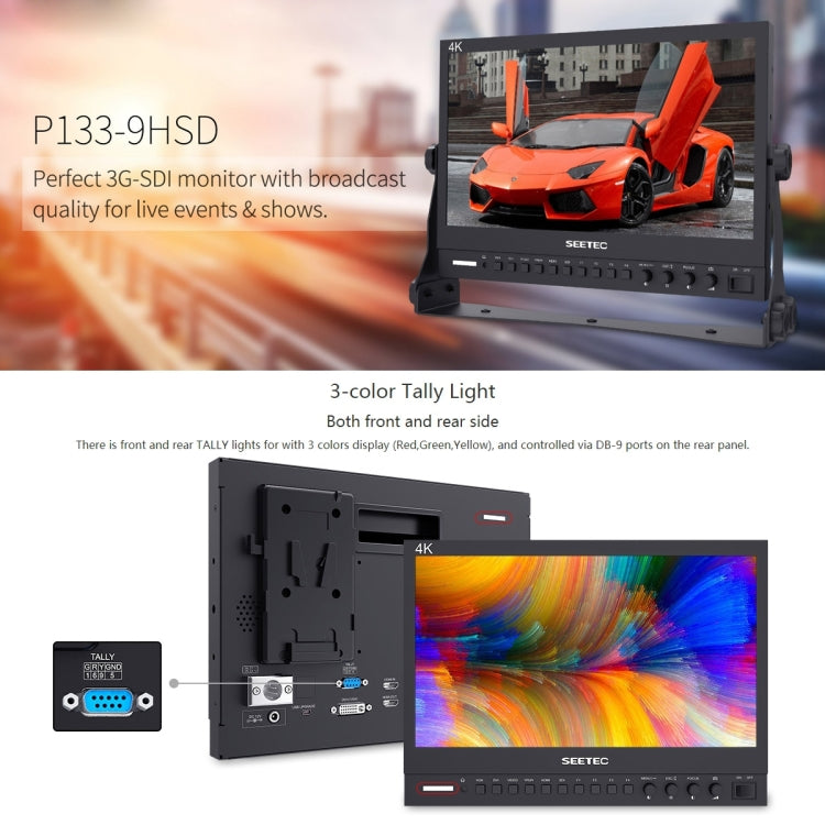 SEETEC P133-9HSD 1920x1080 Monitor da campo per fotocamera a pellicola multimediale Full HD da 13,3 pollici con livello di trasmissione, P133-9HSD