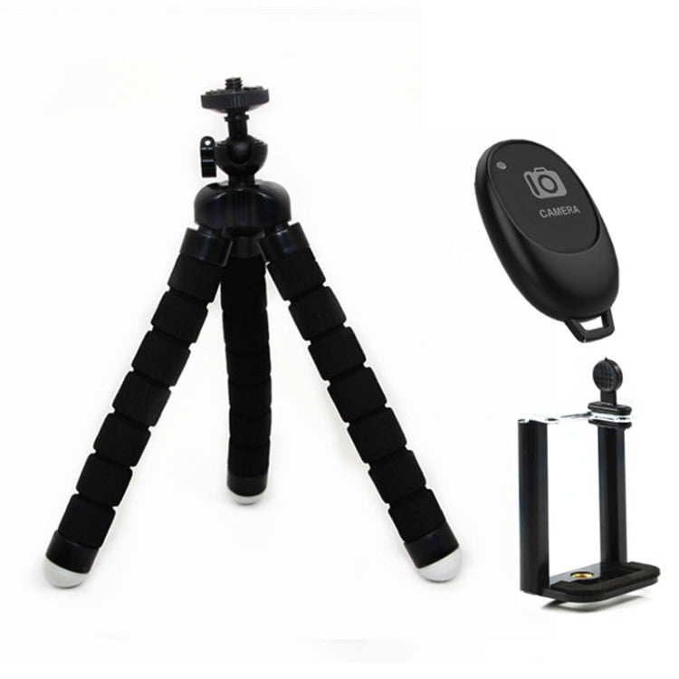 Mini Octopus Flexible Foam Tripod Stand with Phone Clamp and Remote Control