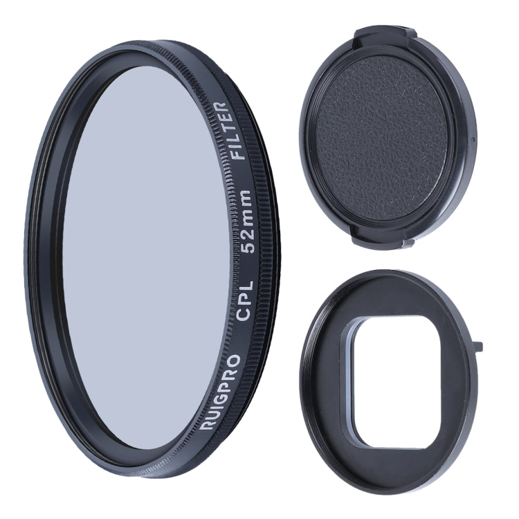 RUIGPRO per GoPro HERO10 Black / HERO9 Black Filtro obiettivo CPL professionale da 52 mm con anello adattatore filtro e copriobiettivo