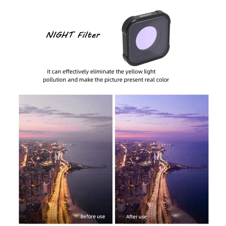 Filtro per obiettivo di riduzione dell'inquinamento luminoso NIGHT serie JSR KB per GoPro HERO10 Black / HERO9 Black, NIGHT
