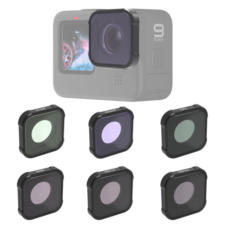 JSR Serie KB STAR+CPL+NIGHT+ND8+ND16+ND32 Filtro obiettivo per GoPro HERO10 Black / HERO9 Black, 6-in-1
