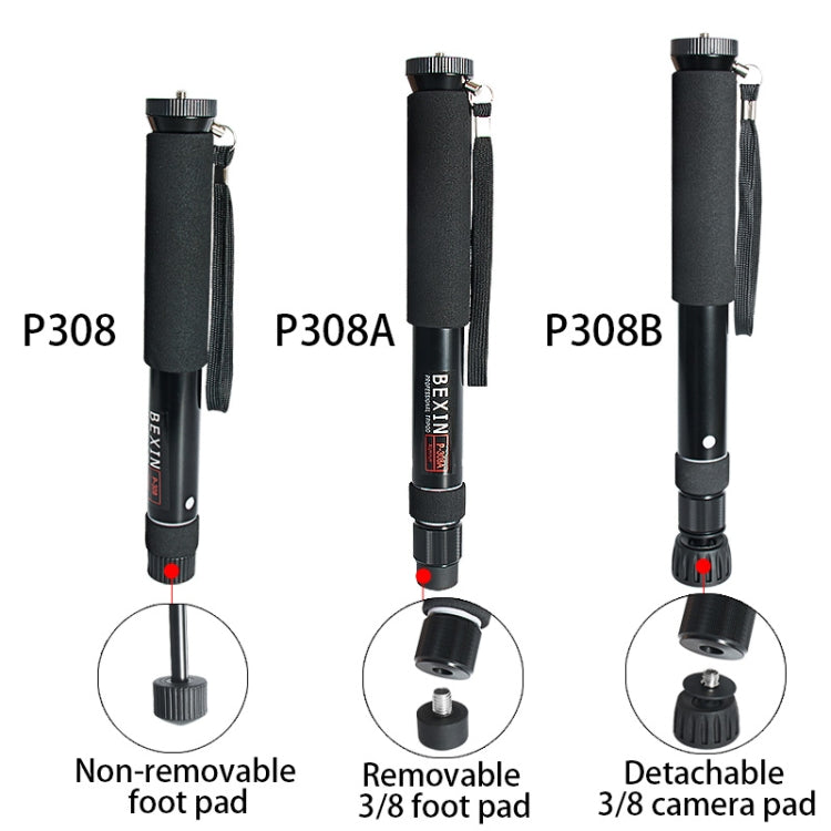 BEXIN P308B Supporto per monopiede in lega di alluminio per fotocamera DSLR da viaggio portatile per esterni, P308B