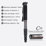 BEXIN MCS285 Supporto per monopiede in fibra di carbonio per fotocamera DSLR da viaggio portatile da esterno, MCS285