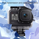 Per GoPro HERO8 Black Custodia protettiva impermeabile da 45 m con fibbia, supporto di base, vite, impugnatura bobber galleggiante, cinturino e inserti antiappannamento, Transparent HERO8 Case