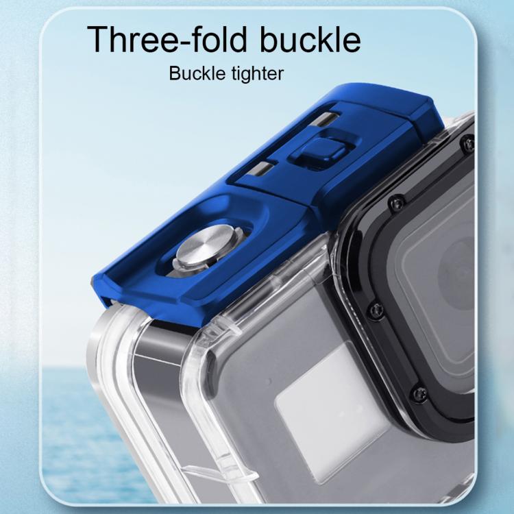 Per GoPro HERO8 Black Custodia protettiva impermeabile da 45 m con fibbia, supporto di base, viti, filtri (viola, rosso, rosa), impugnatura galleggiante, cinturino e inserti antiappannamento, Transparent HERO8 Case+Filters