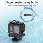 Per GoPro HERO8 Black Custodia protettiva impermeabile da 45 m con fibbia, supporto di base, viti, filtri (viola, rosso, rosa), impugnatura galleggiante, cinturino e inserti antiappannamento, Black HERO8 Case+Filters