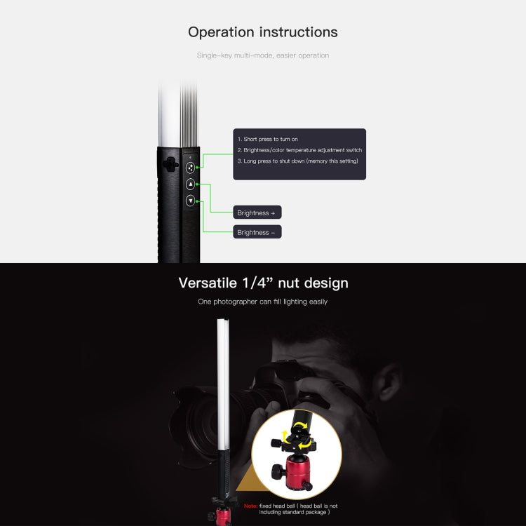 LUXCeO Q508S Dual Color Temperature 1000LM Photo LED Stick Video Light Lampada di illuminazione flash a LED con luce di riempimento portatile, Q508S